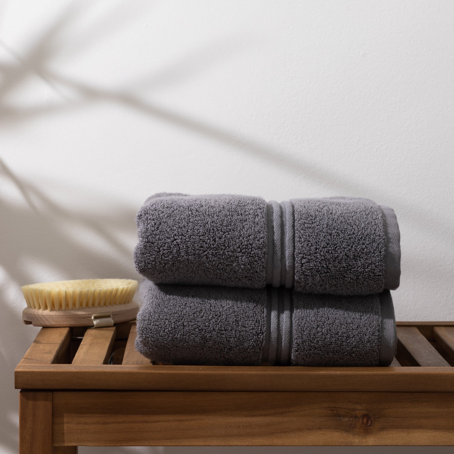Set of 2 Hand Towels Grey